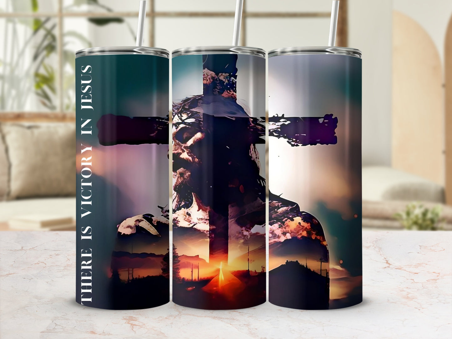 There is Victory in Jesus Tumbler Christian gift