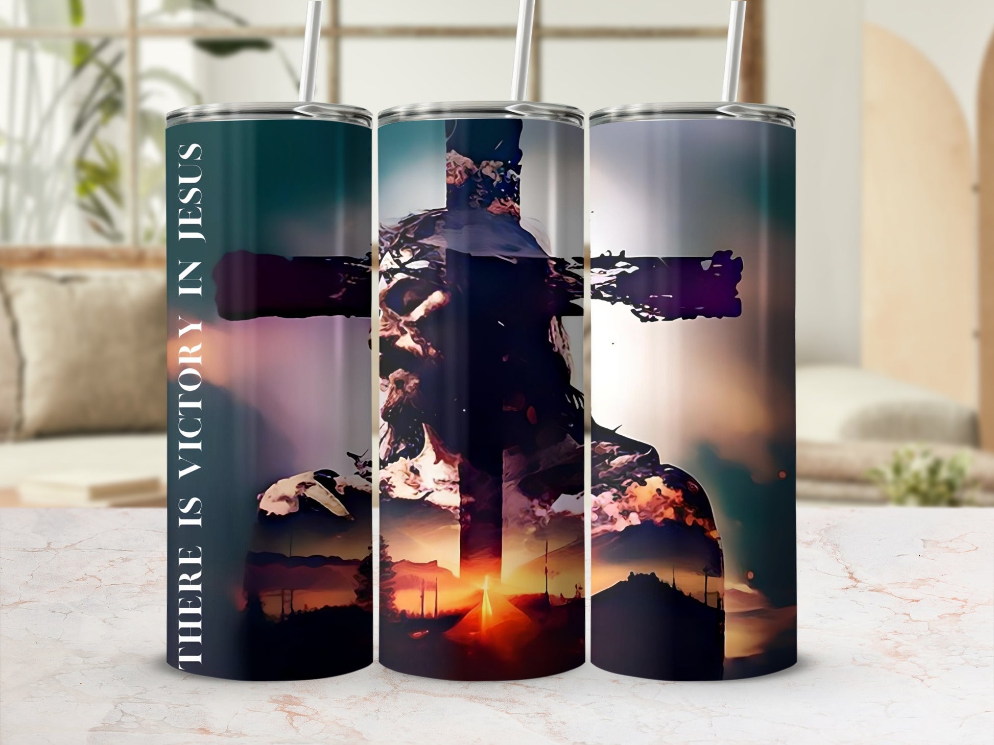 There is Victory in Jesus Tumbler Christian gift