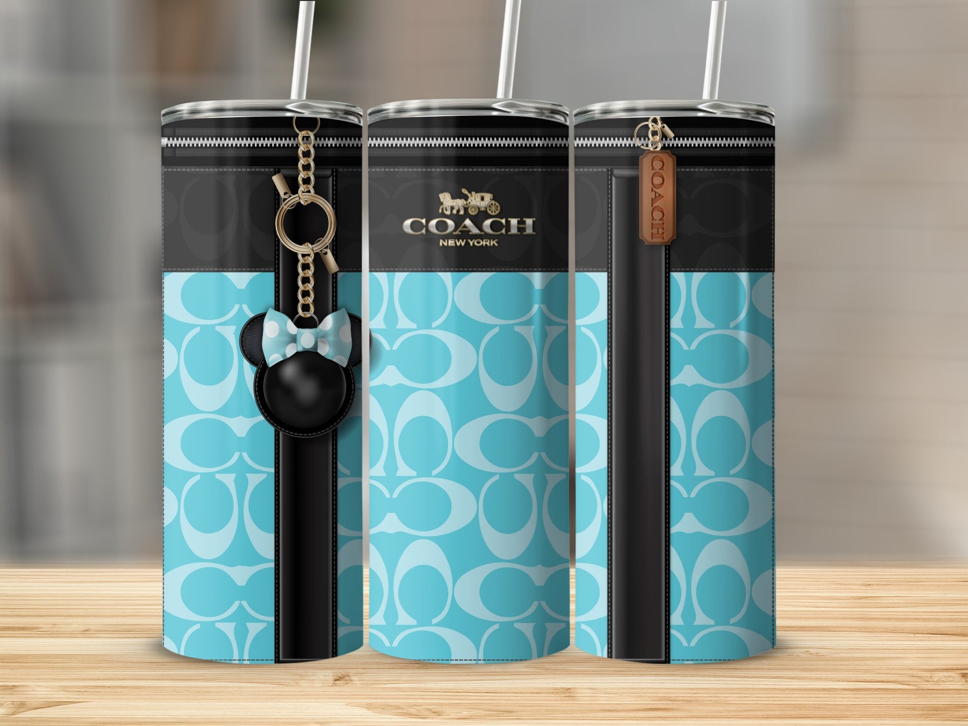 Stylish Blue Designer Print Tumbler with Charm