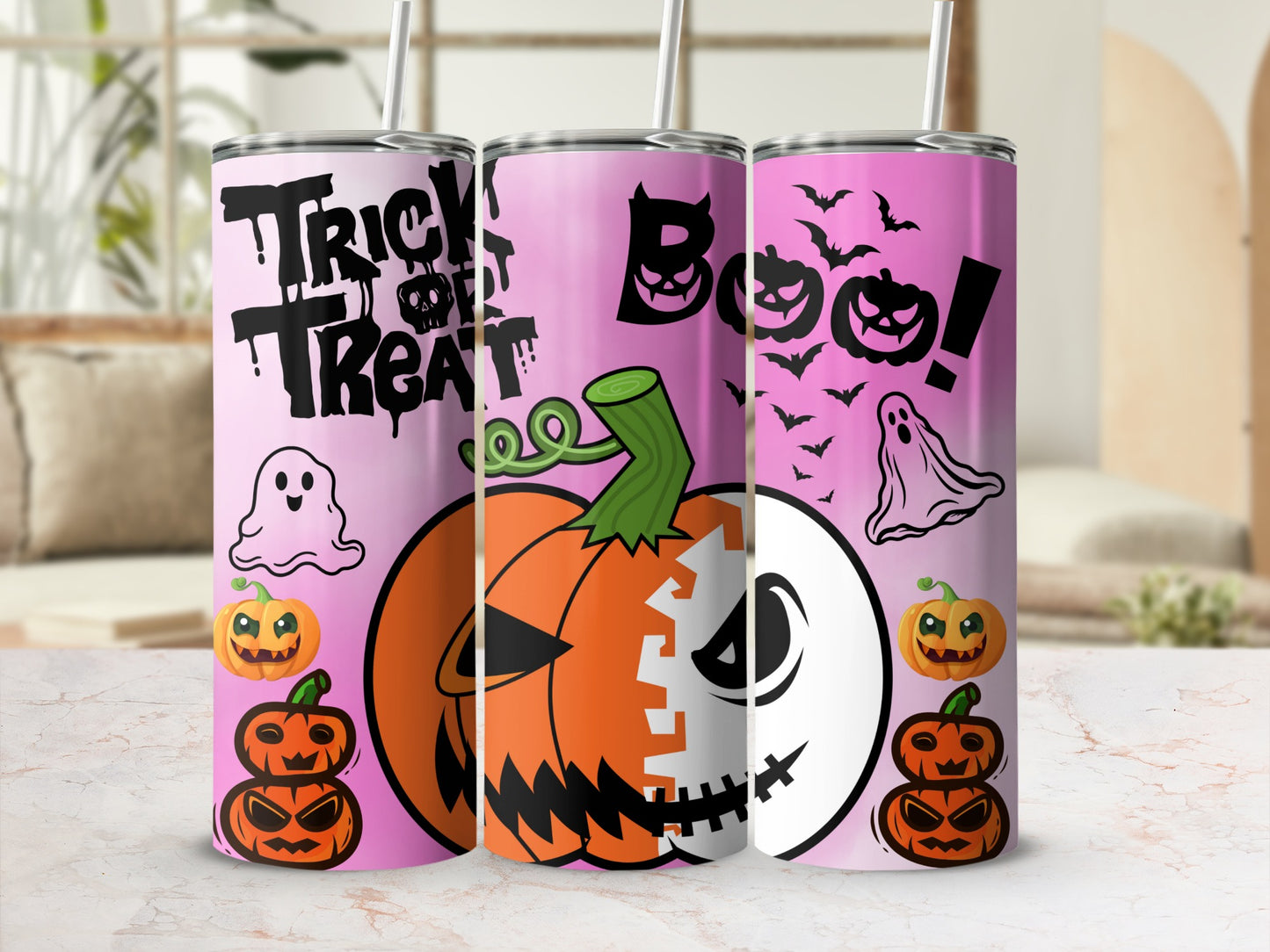 Halloween Themed Trick or Treat Pumpkin Tumbler
