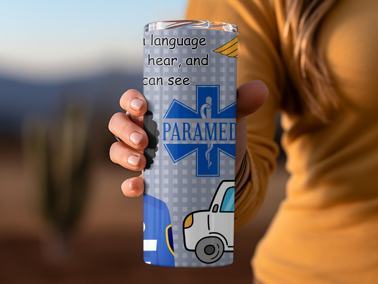 Paramedic Themed Tumbler with Ambulance Graphic Design