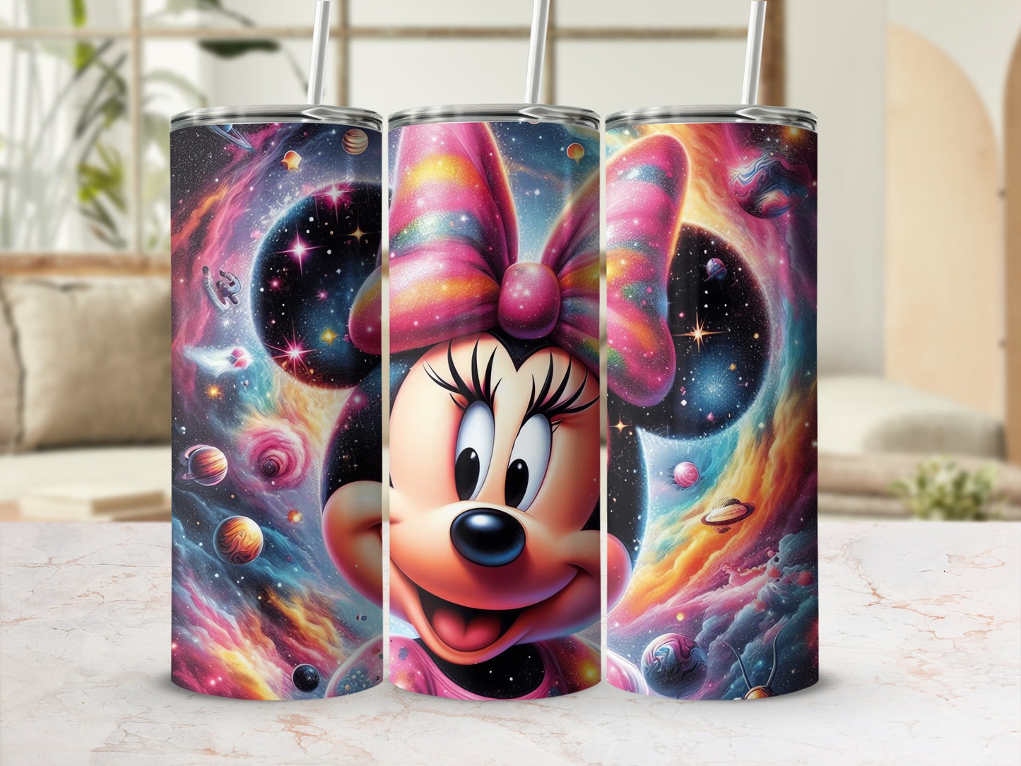 Vibrant Space Adventure Tumbler Featuring Iconic Mouse
