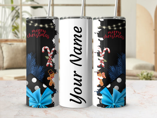 Personalized Merry Christmas Tumbler with Candy Canes