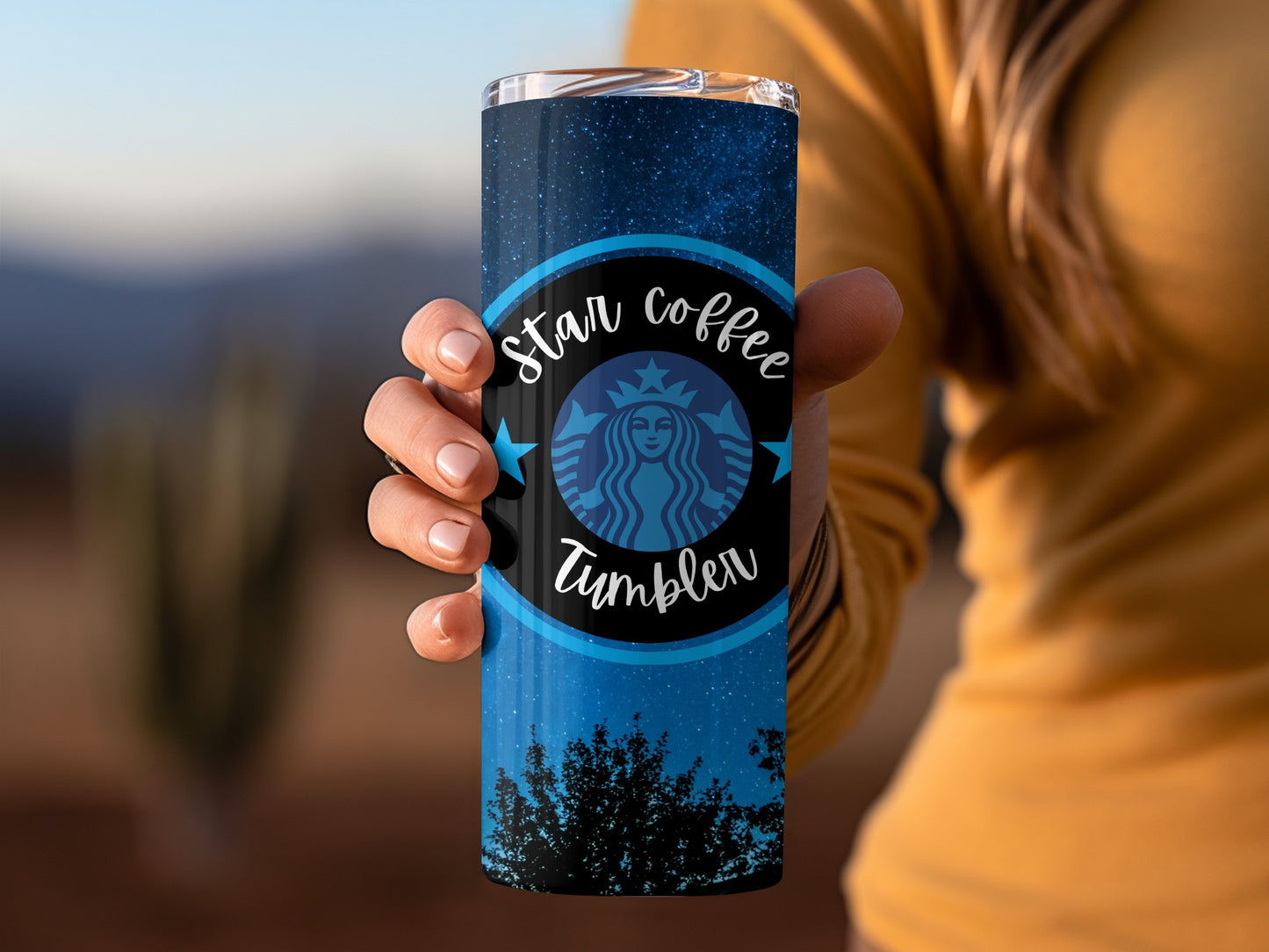 Star Coffee Tumbler with Sky Night Design