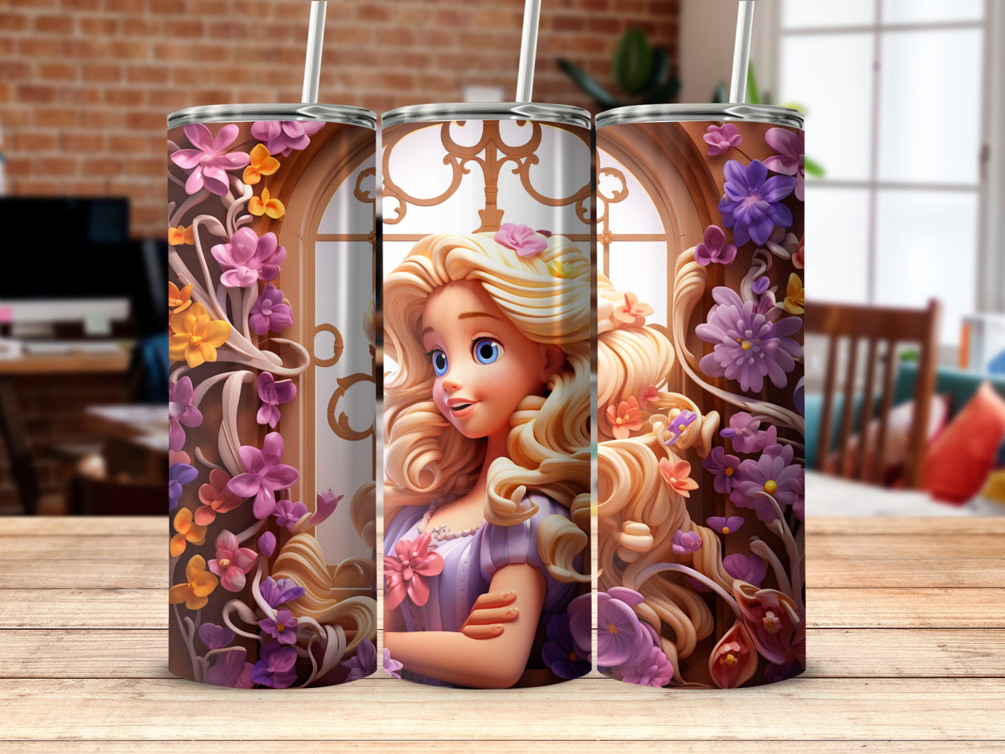 Beautiful Floral and Princess Design Tumbler
