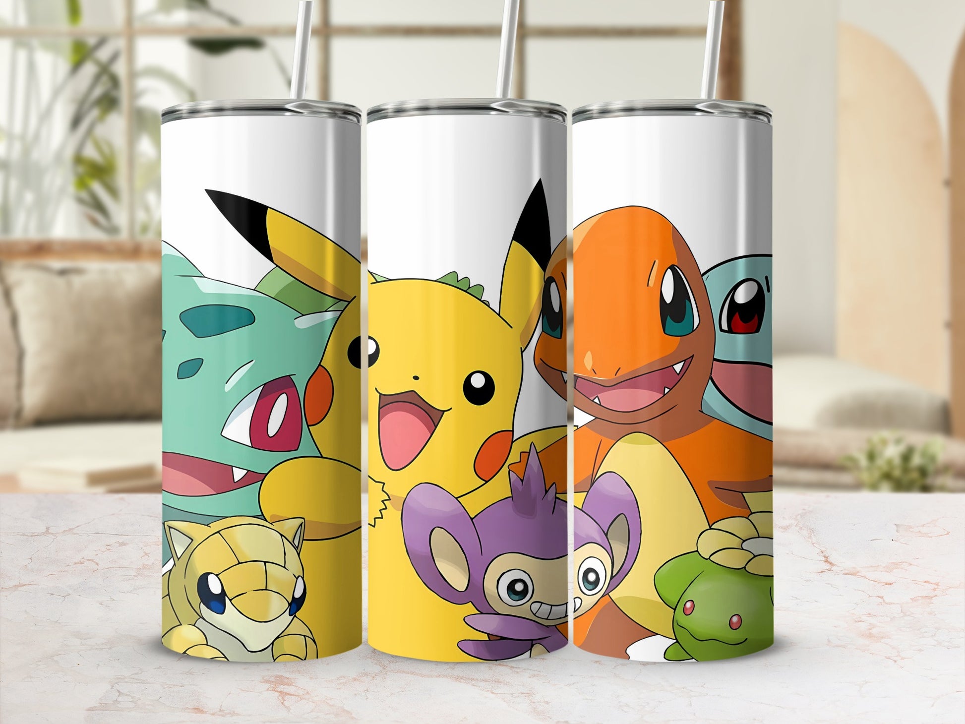 Colorful Cartoon Characters on Stainless Steel Tumblers