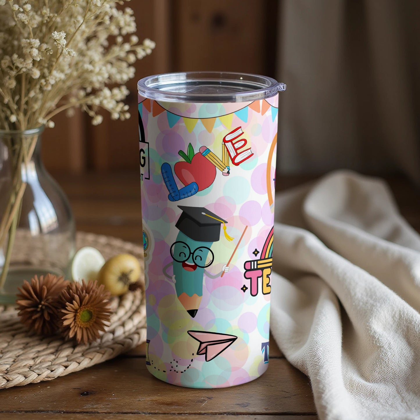 Colorful Graduation Themed Tumbler for Teachers Cup