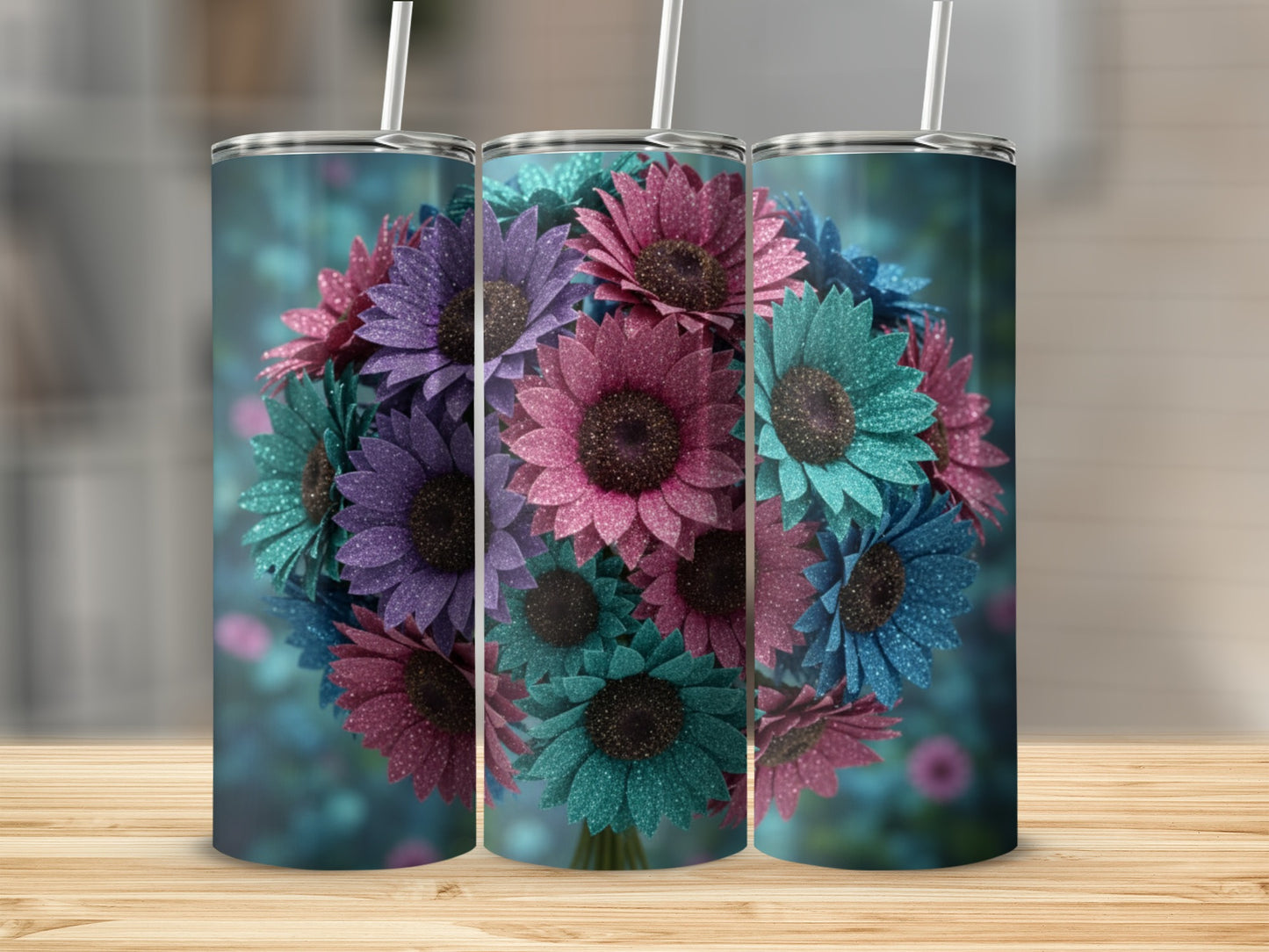 Glittery Sunflower Bouquet Insulated Tumbler Product