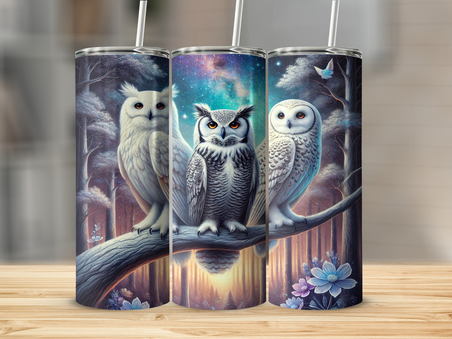 Enchanted Woodland Owls Design Tumbler for Drinks