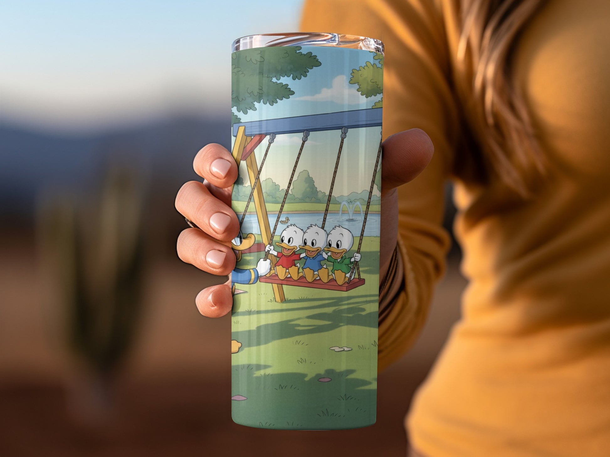 Cute Ducklings Swinging in Park Design Tumbler