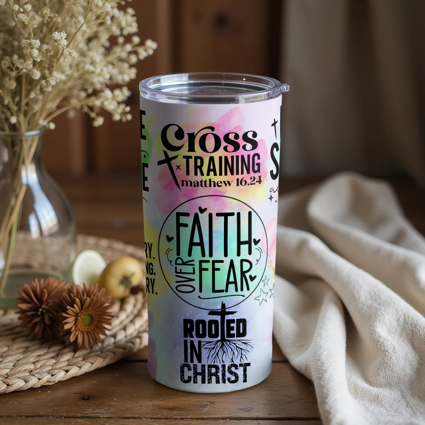 Cross Training Faith Over Fear Rooted in Christ Tumbler