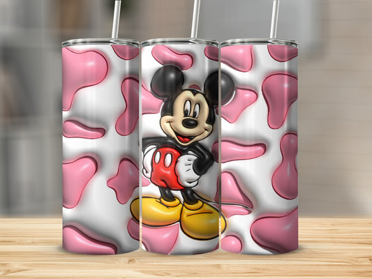 Pink and White Heart Pattern Cartoon Character Tumbler
