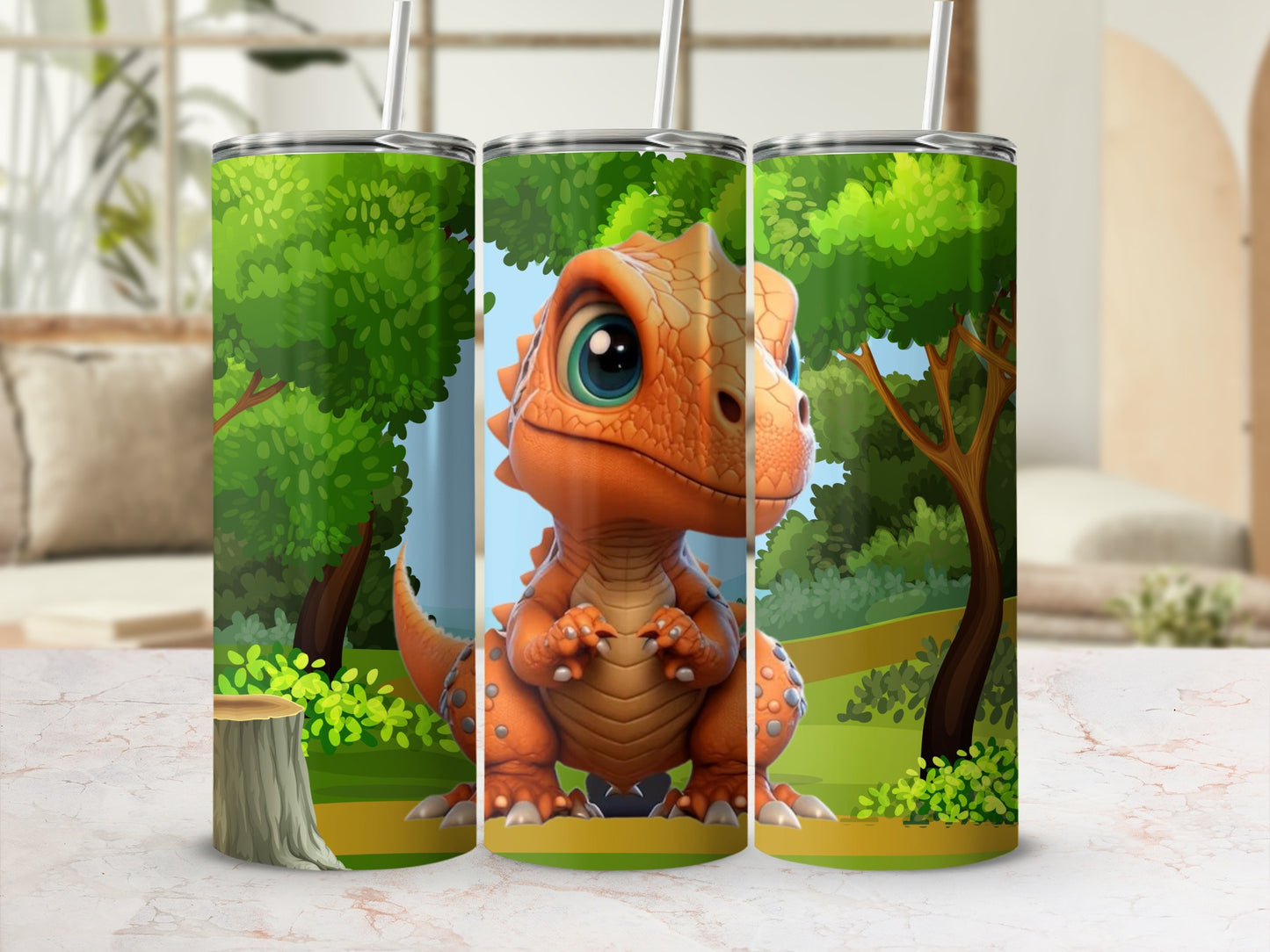 Cute Baby Dinosaur Forest Design Tumbler Product