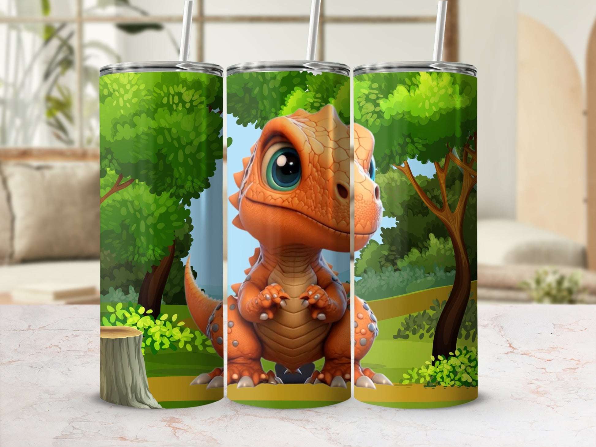 Cute Baby Dinosaur Forest Design Tumbler Product