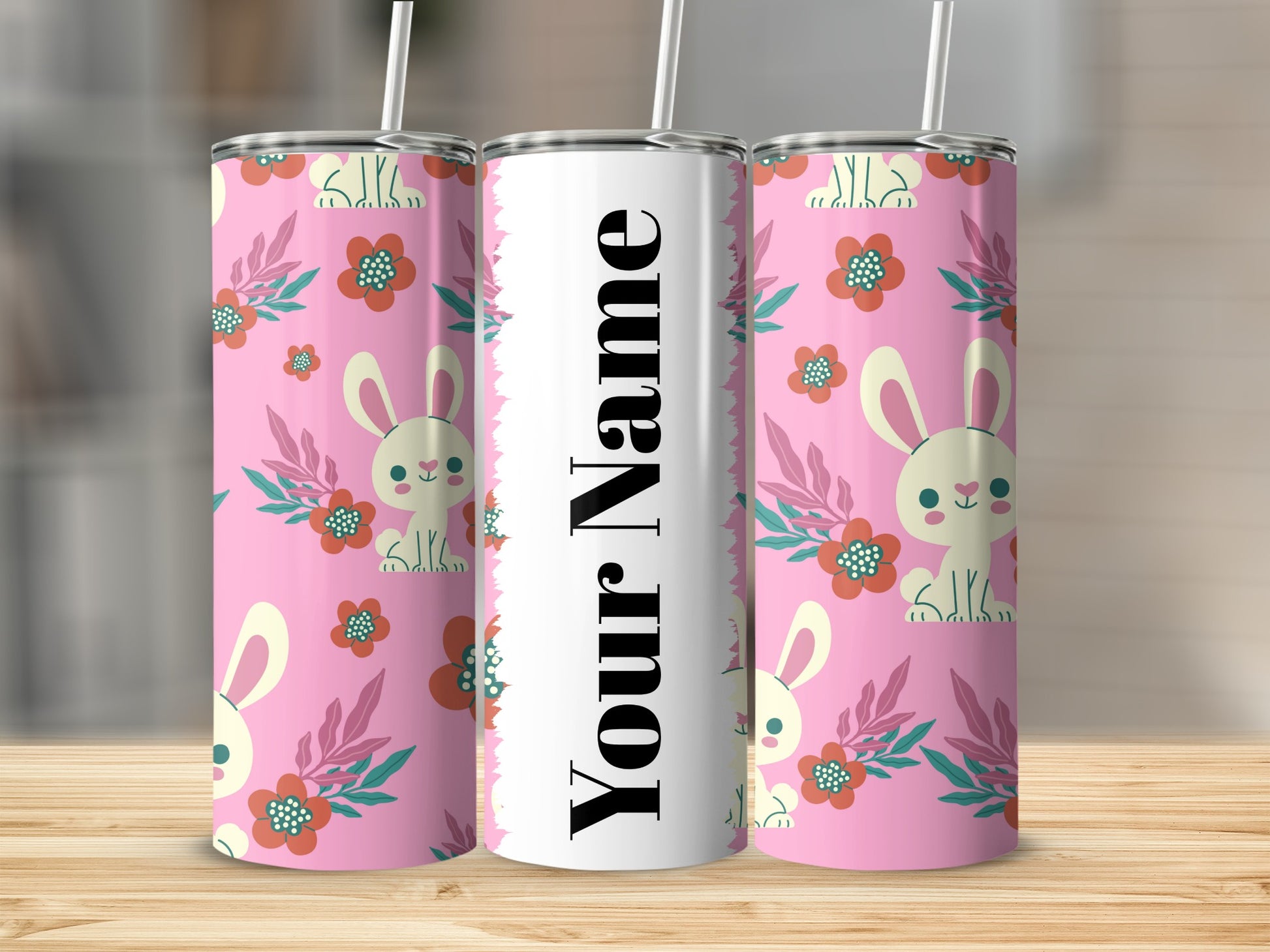Cute Bunny Personalized Tumbler for Kids and Adults