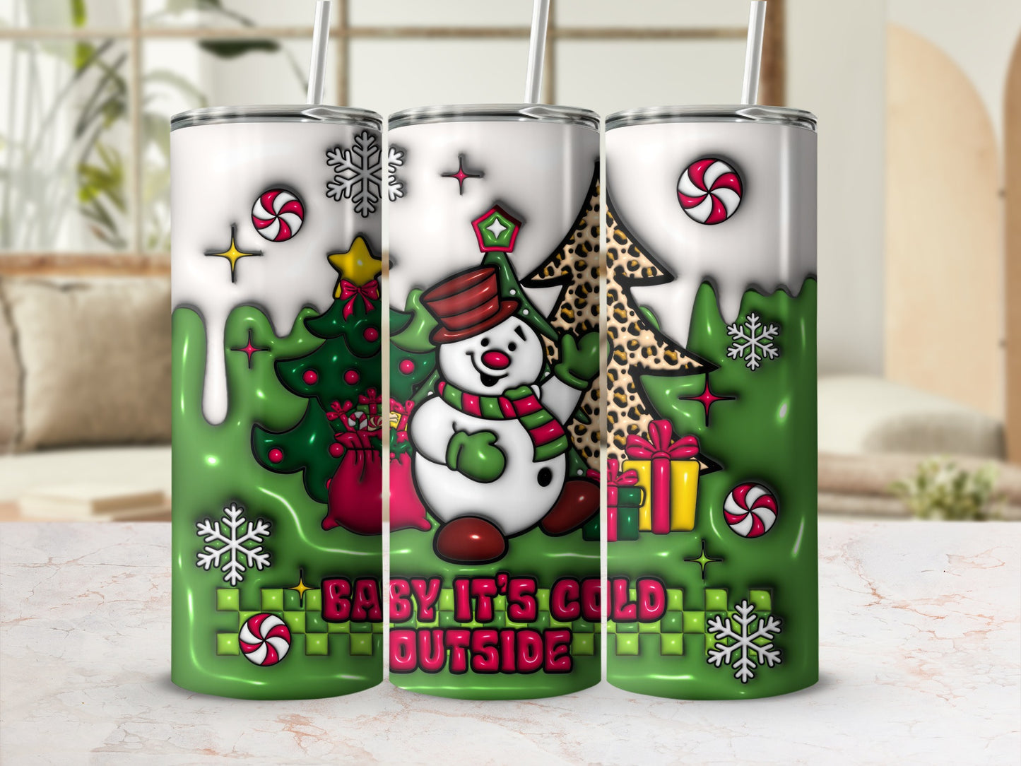 Baby It's Cold Outside Snowman Christmas Tumbler