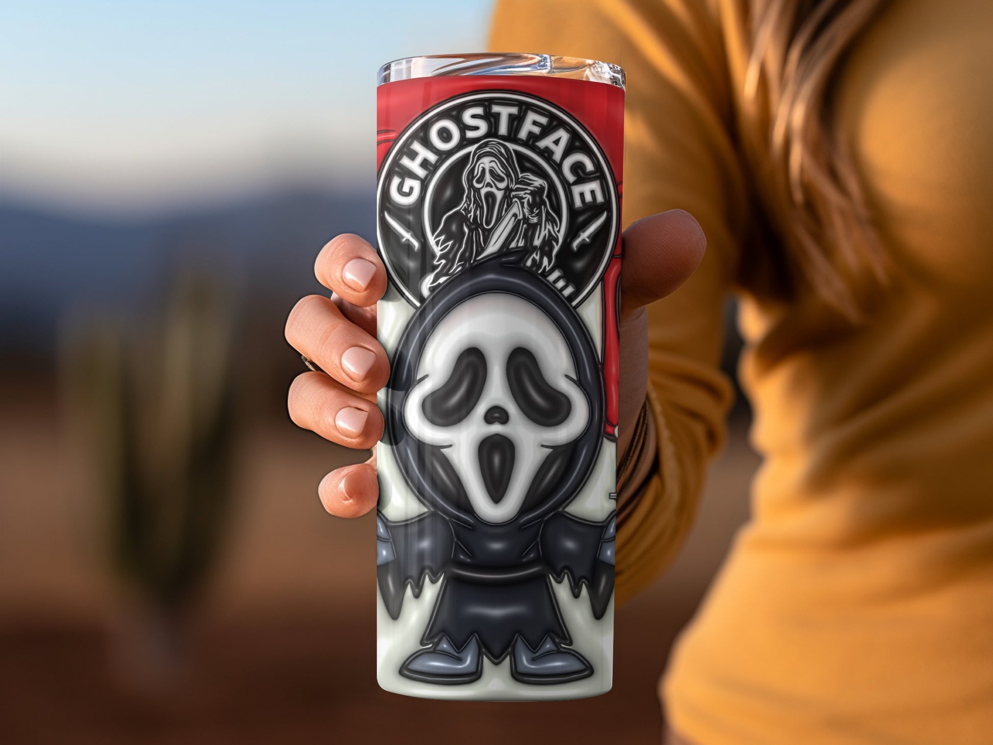 Ghostface Design on Tall Drink Tumbler
