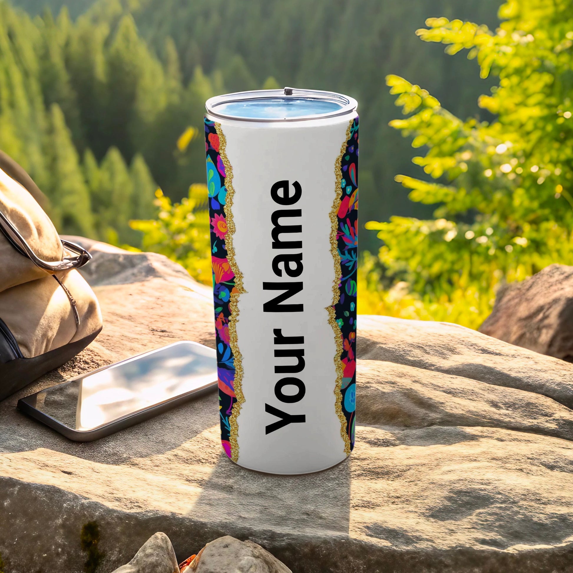 Customized Floral Tumbler with Your Name Design