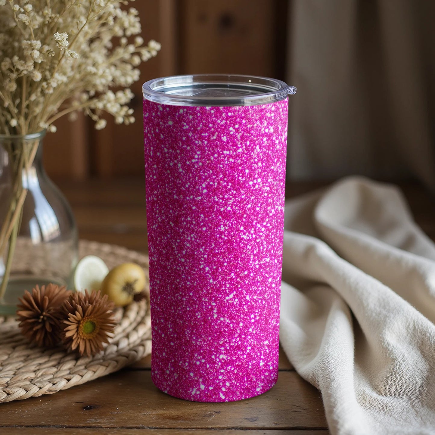 Sparkling Hot Pink Glitter Effect Tumbler Product
