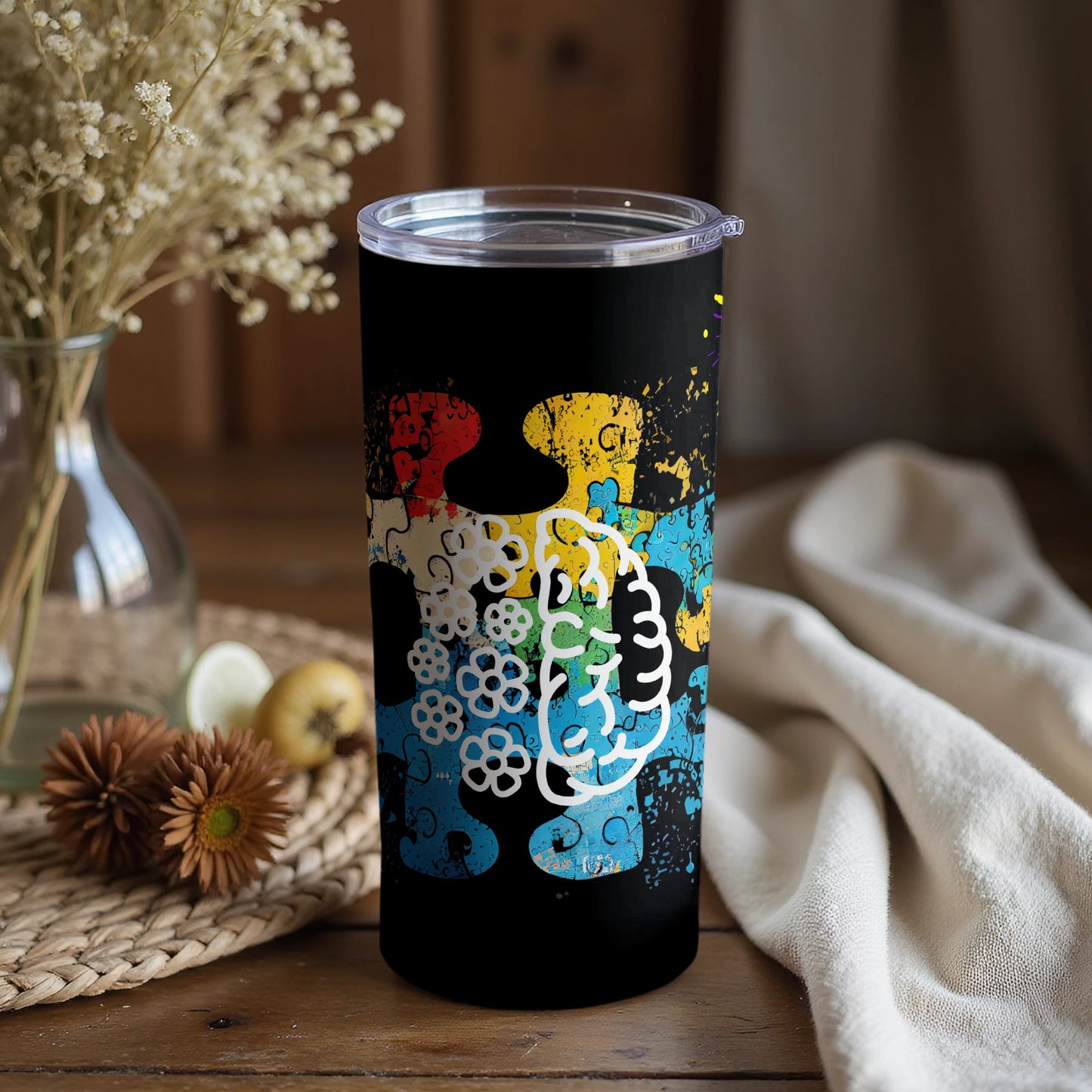 Colorful Abstract Puzzle Art Insulated Drinkware