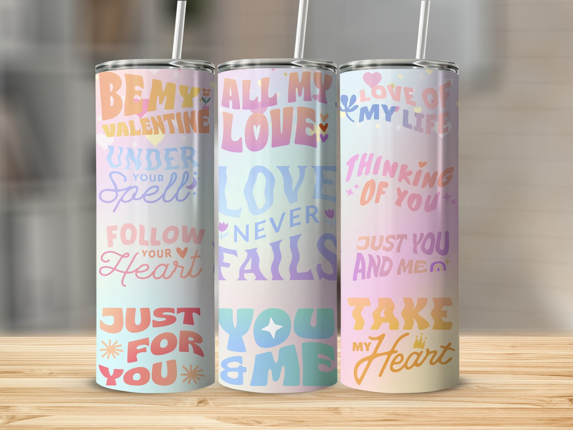 Valentine's Day Colorful Motivational Tumbler Design