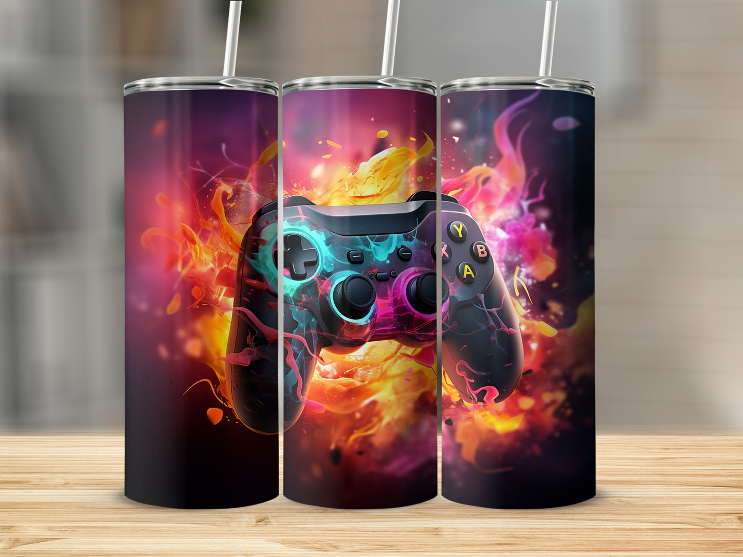 Vibrant Gaming Controller Design Tumbler Cup Product