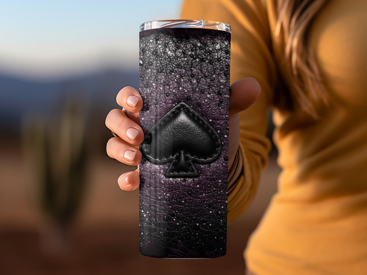 Black Spade Inspired Symbol With Glitter Effect Texture Tumblers