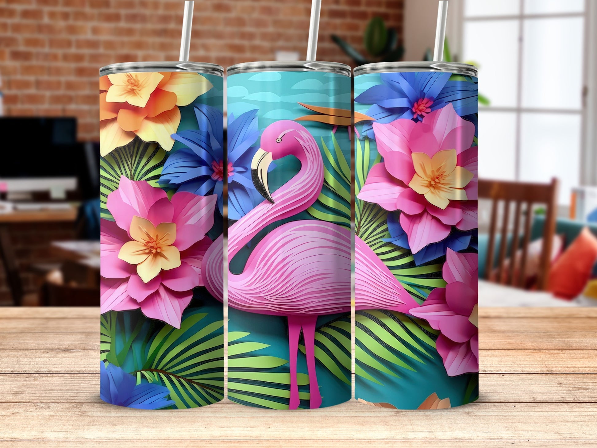 Colorful Flamingo Print Tumbler for Stylish Hydration