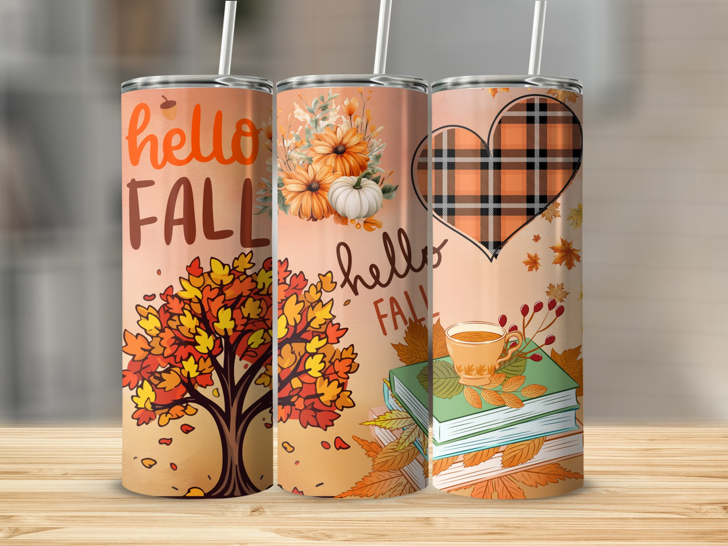 Autumn Inspired Hello Fall Design Tumbler