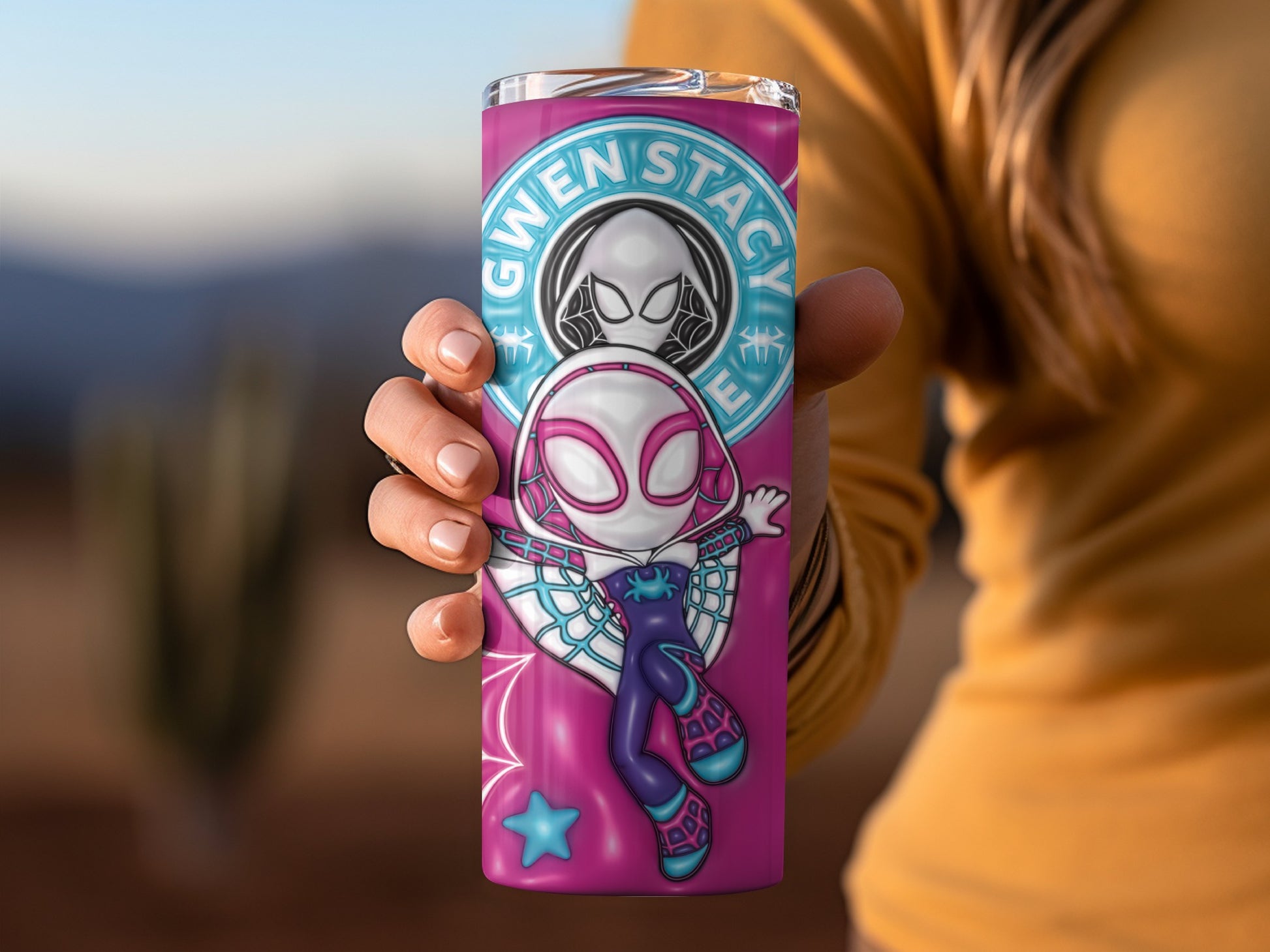 Gwen Stacy Spider Design Colorful Tumbler