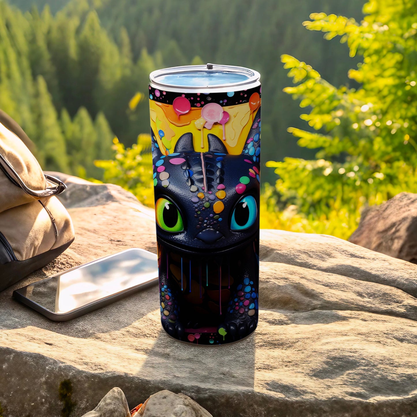 Vibrant Dragon-Themed Tumbler for Outdoor Adventures
