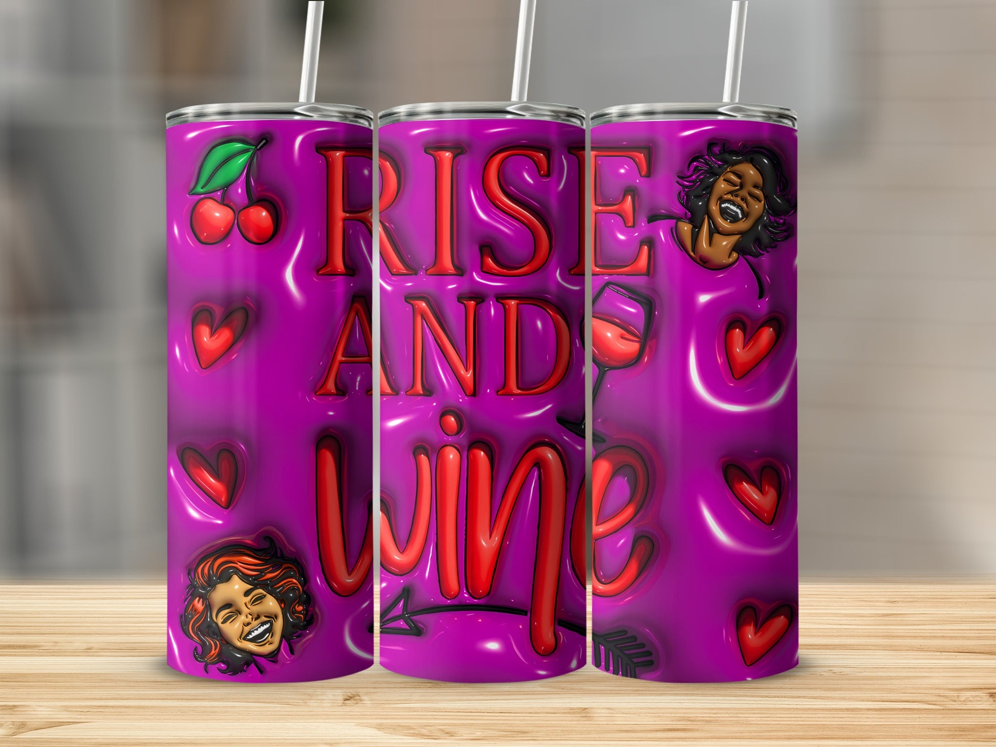 Purple Rise AND Wine Smiling Woman Cherries Hearts product type