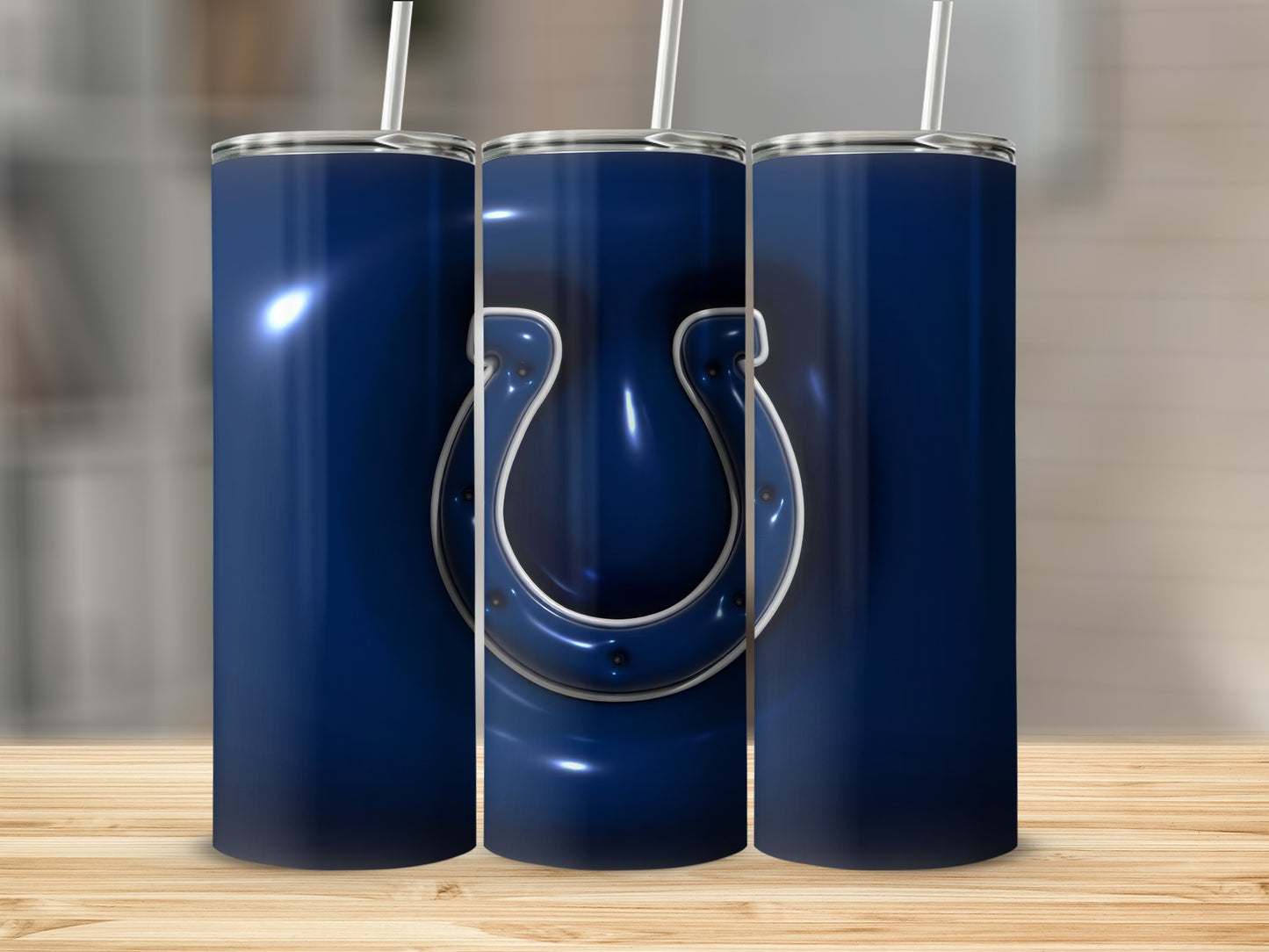 Indianapolis Colts Horseshoe Graphic Design Blue Tumblers