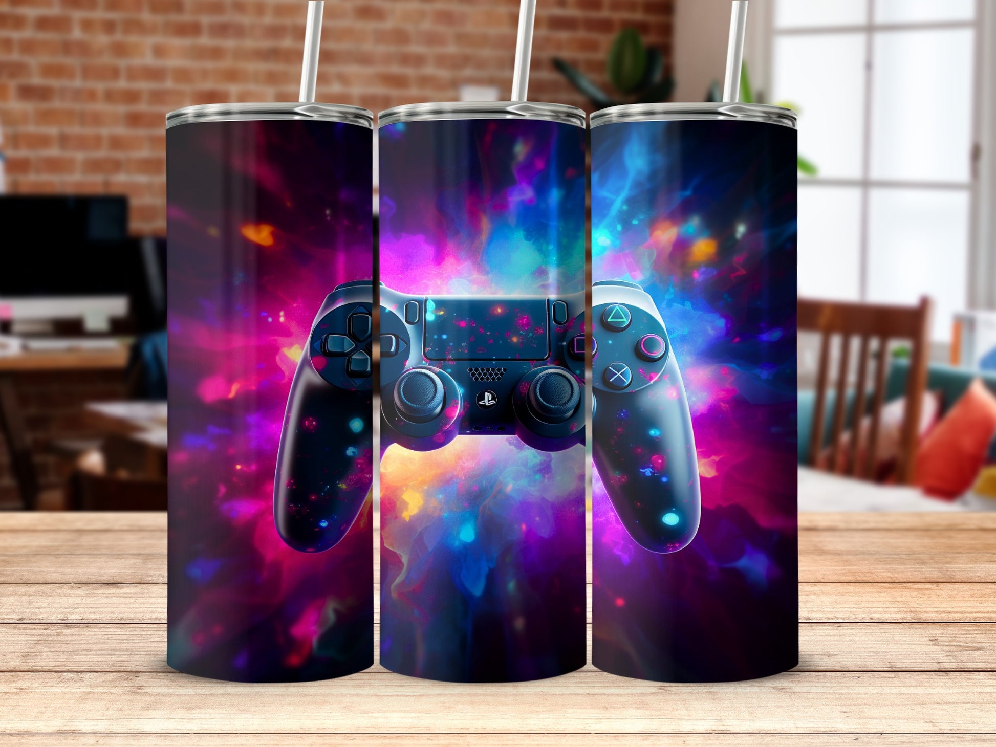 Vibrant Gaming Controller Design Tumbler Product