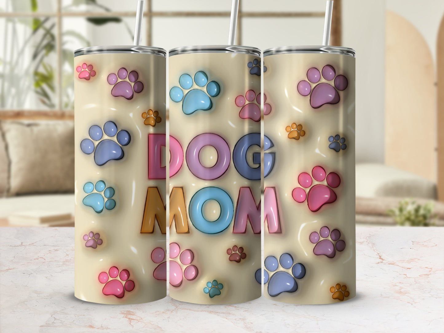 Dog Mom Paw Print Design Colorful Paws Product Type