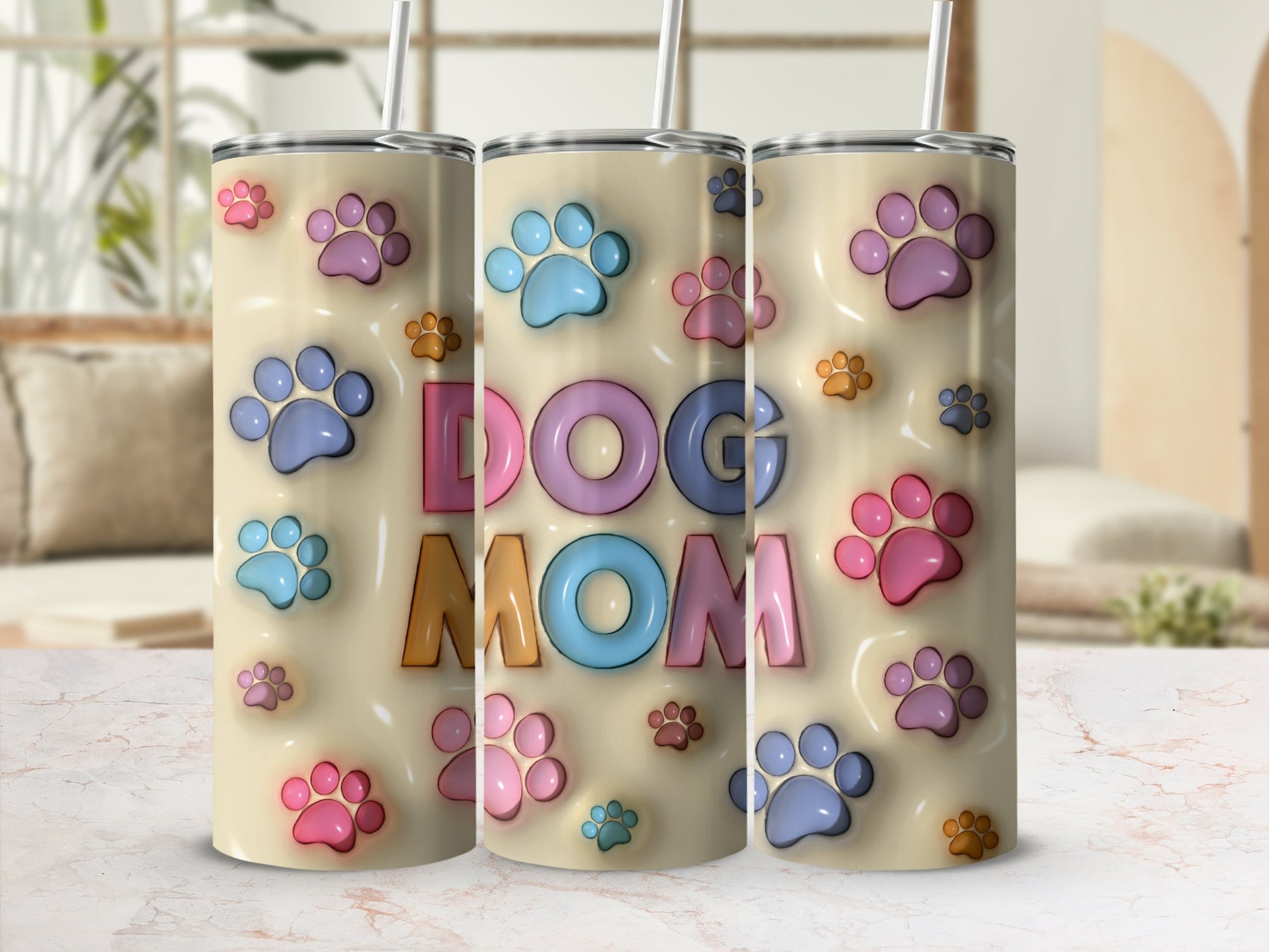 Dog Mom Paw Print Design Colorful Paws Product Type