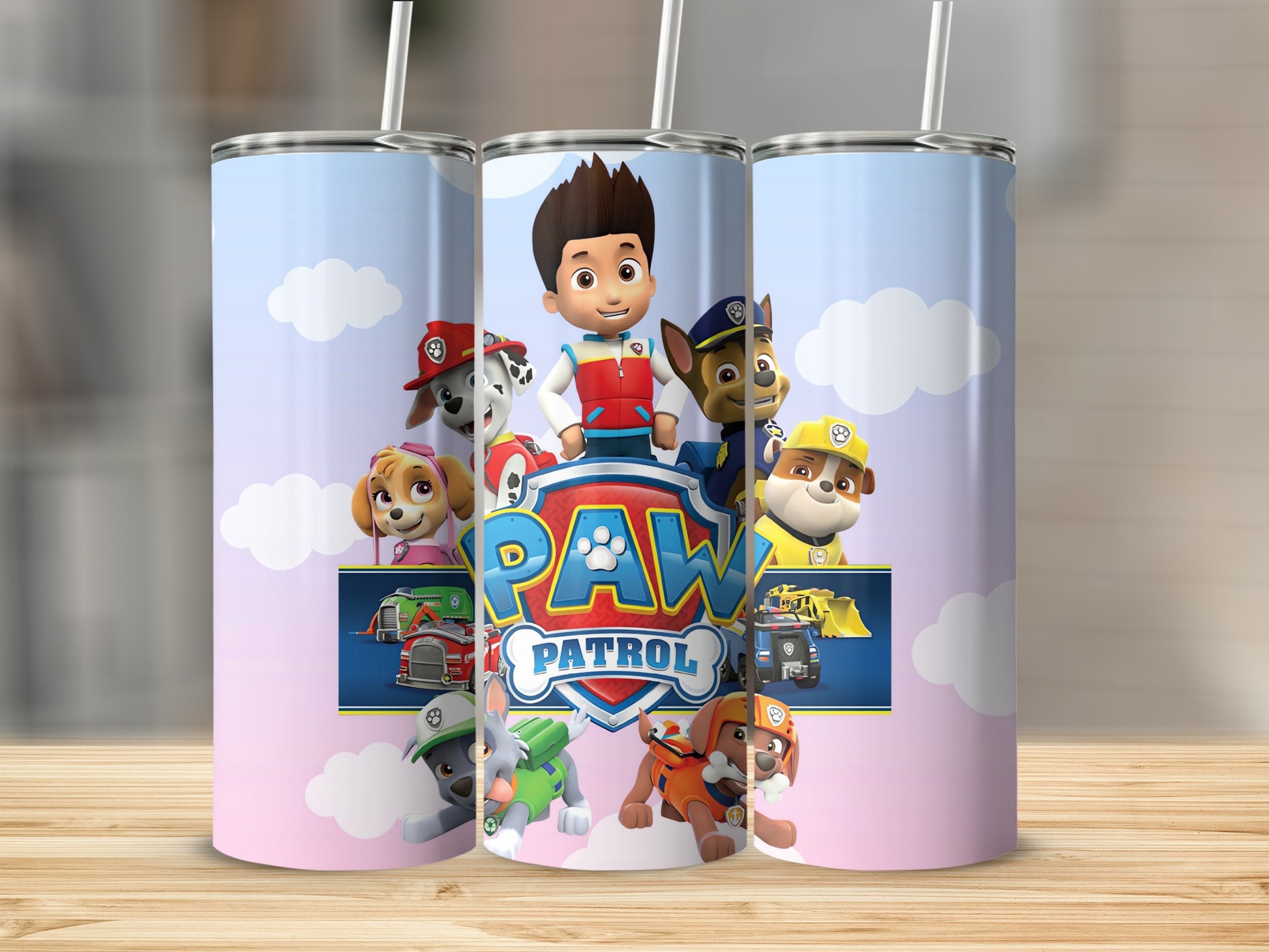 Paw Patrol Characters with Vehicles Water Bottle