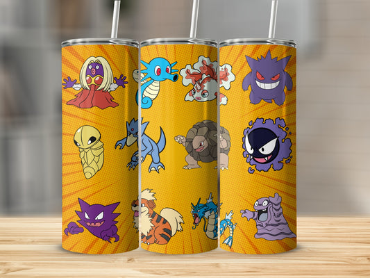 Colorful Anime Monster Characters Yellow Design Tumbler