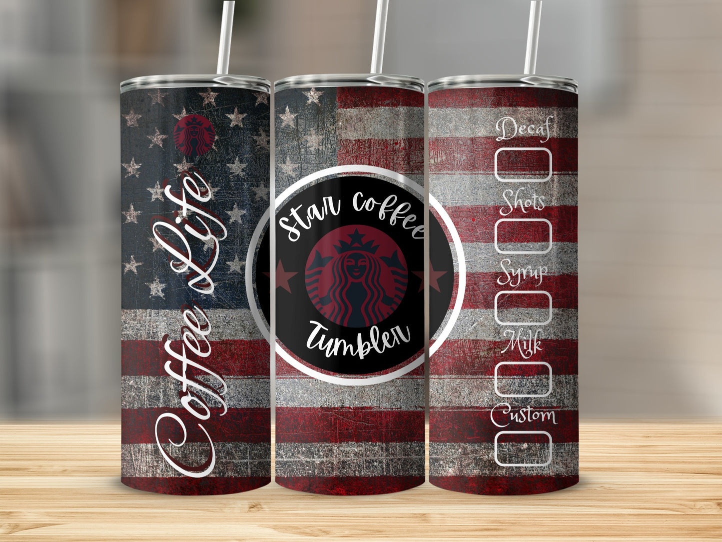 Patriotic Coffee Life Star Coffee Tumbler 20oz Travel Mug