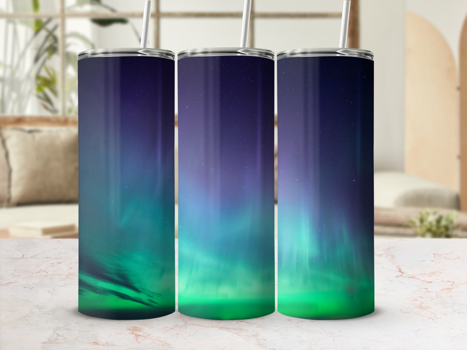 Northern Lights Aurora Borealis Design Tumbler Cup