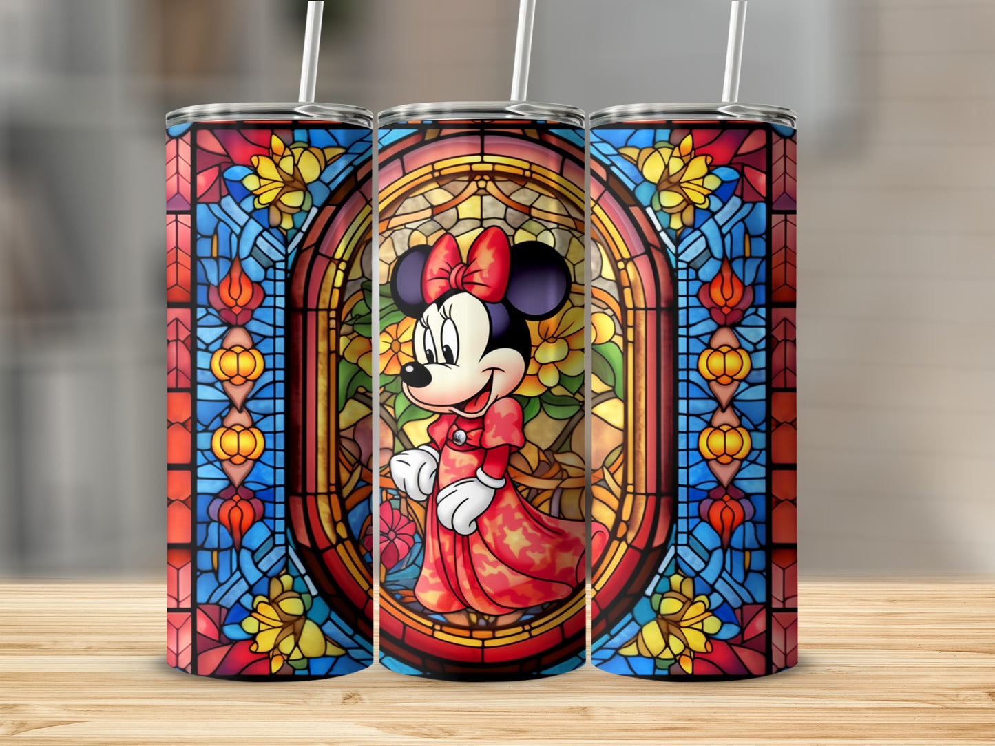 Stained Glass Art Tumbler with Adorable Character Design