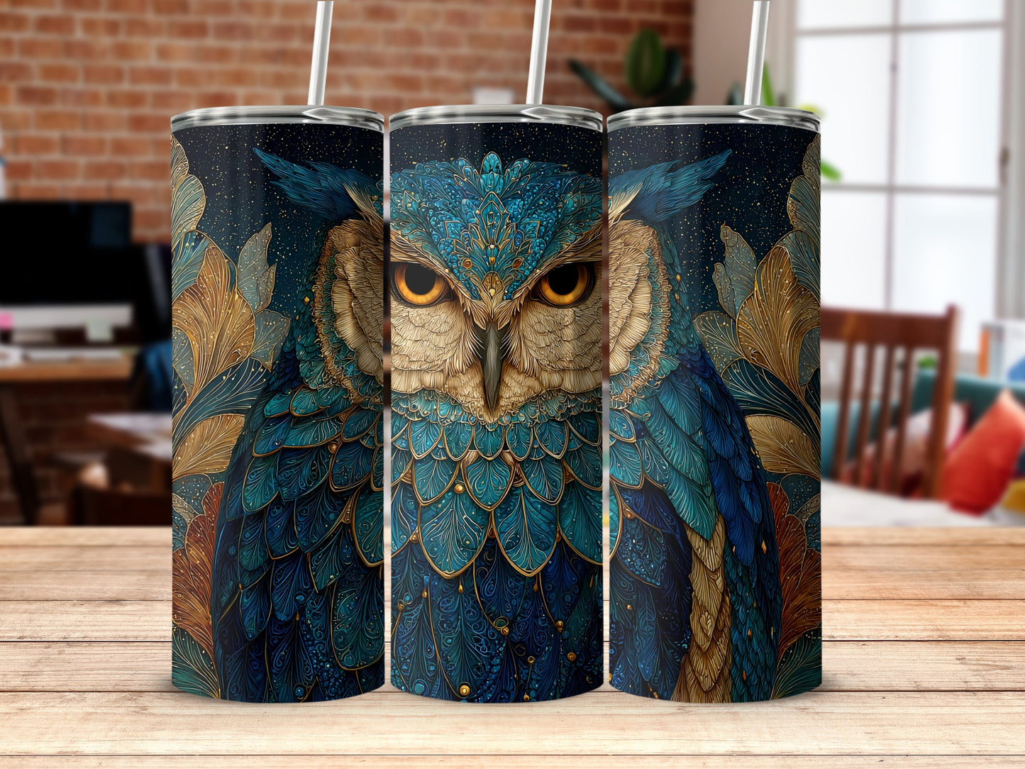 Majestic Blue Owl Insulated Tumbler for Hot and Cold Drinks