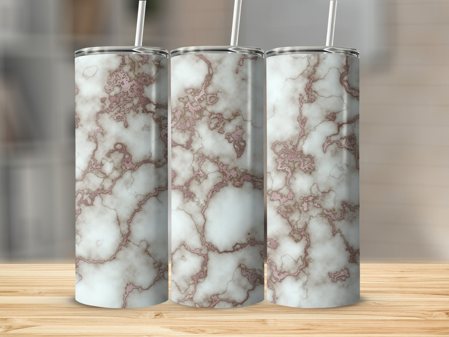 Elegant Marble Rose Gold Veins Design Abstract Art Tumblers