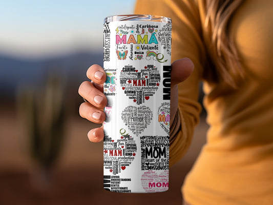 Colorful Mom Themed Word Cloud Stainless Steel Tumbler