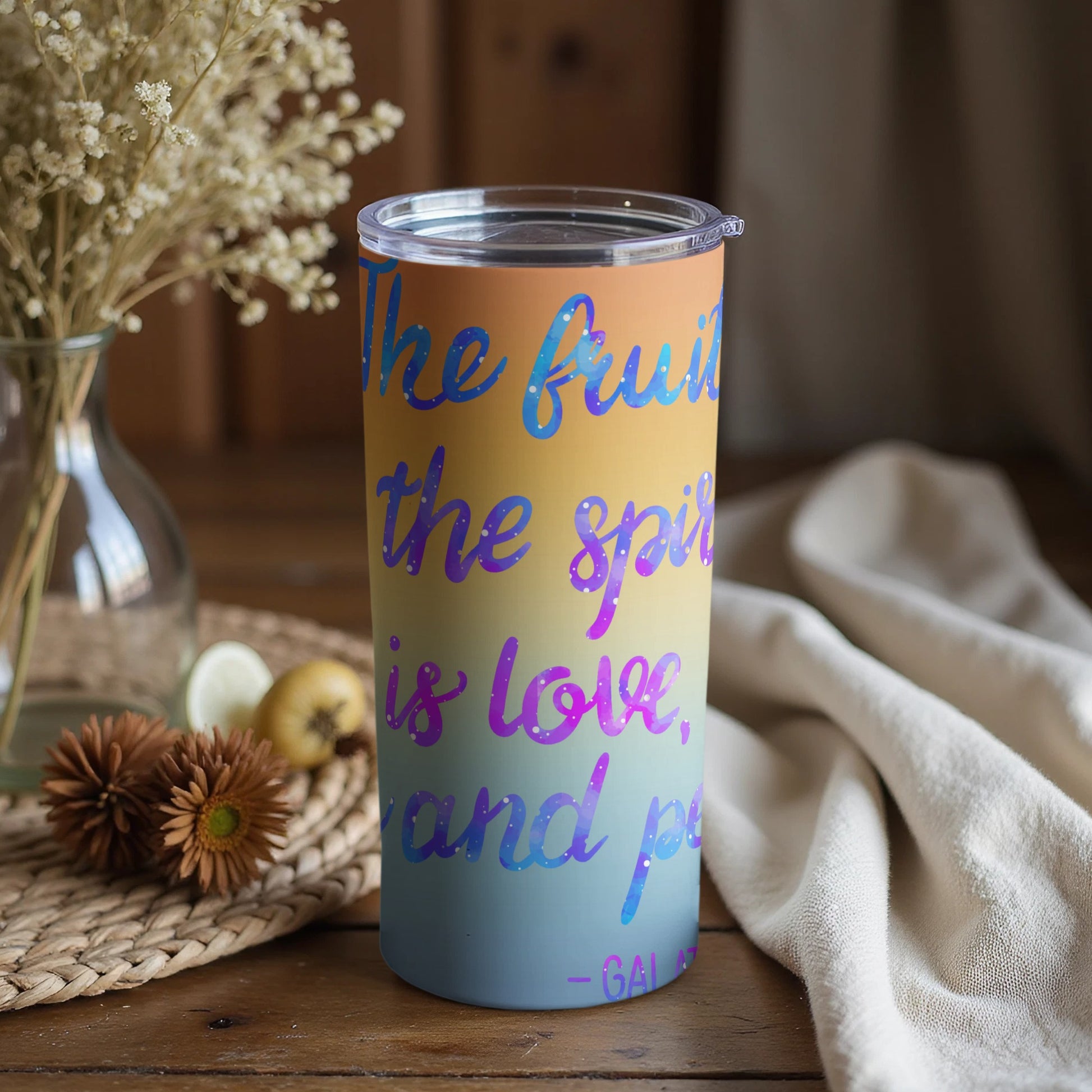 The fruit the spirit is love and peace tumbler product