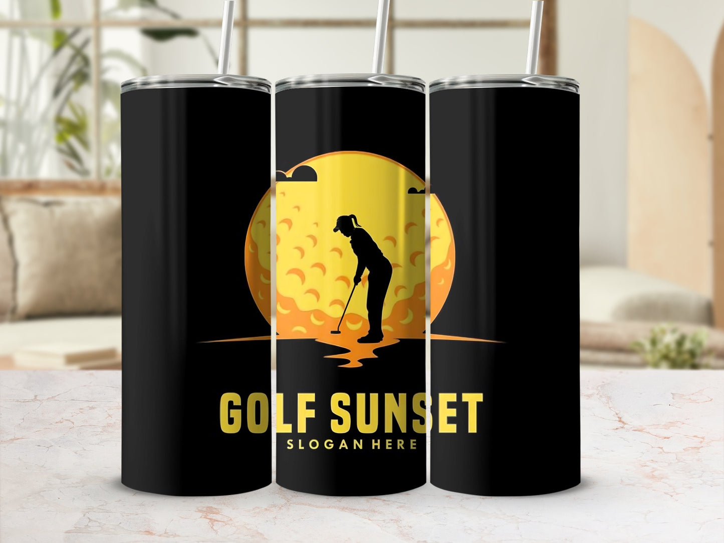 Golf Sunset Insulated Tumbler with Custom Slogan