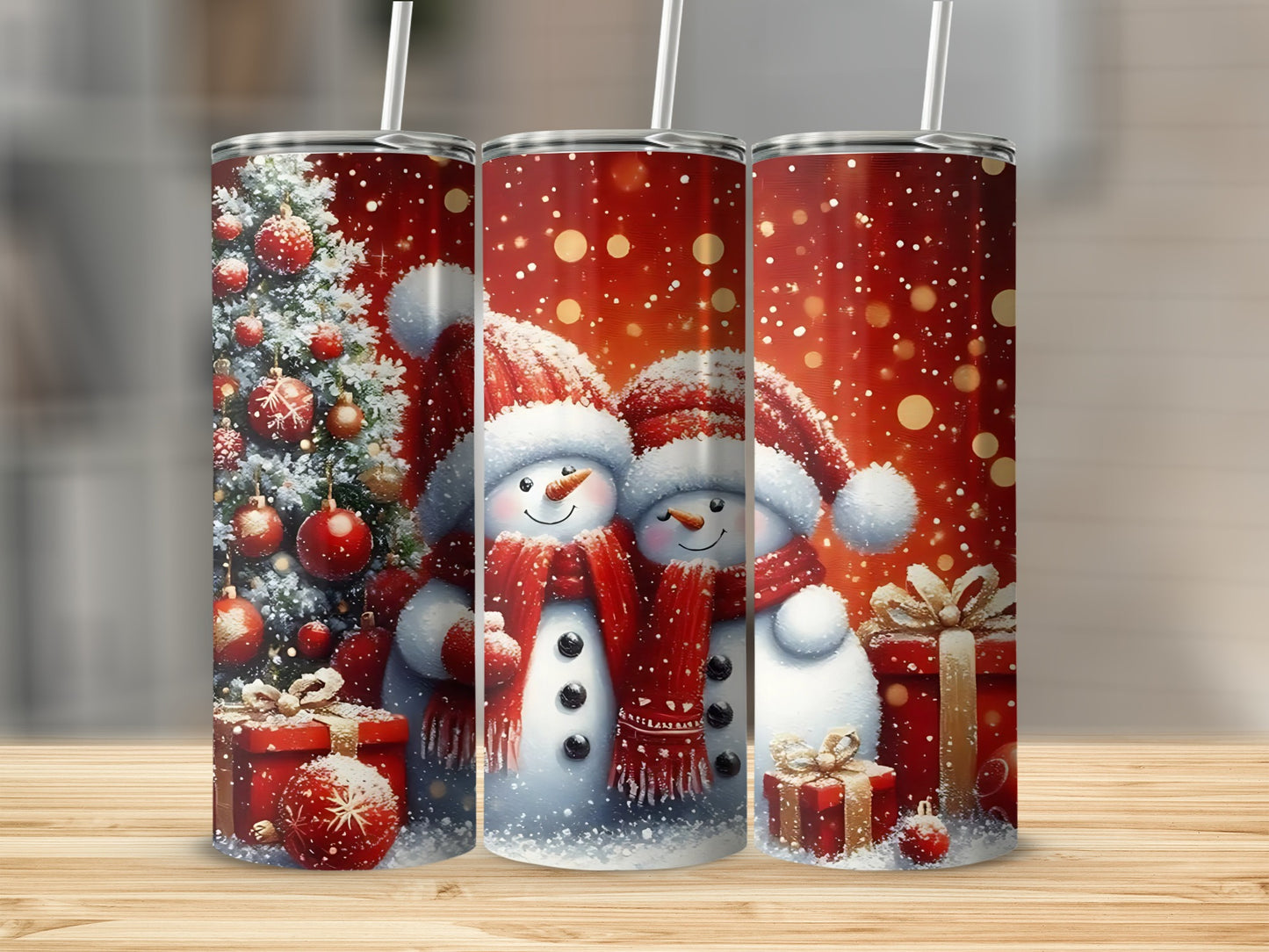 Festive Snowman Christmas Tree Design Insulated Tumbler