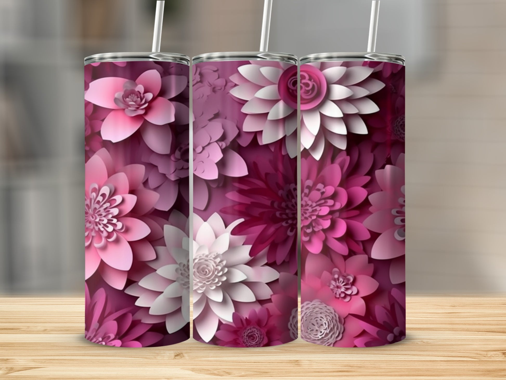 Floral Patterned Insulated Tumbler with Straw product