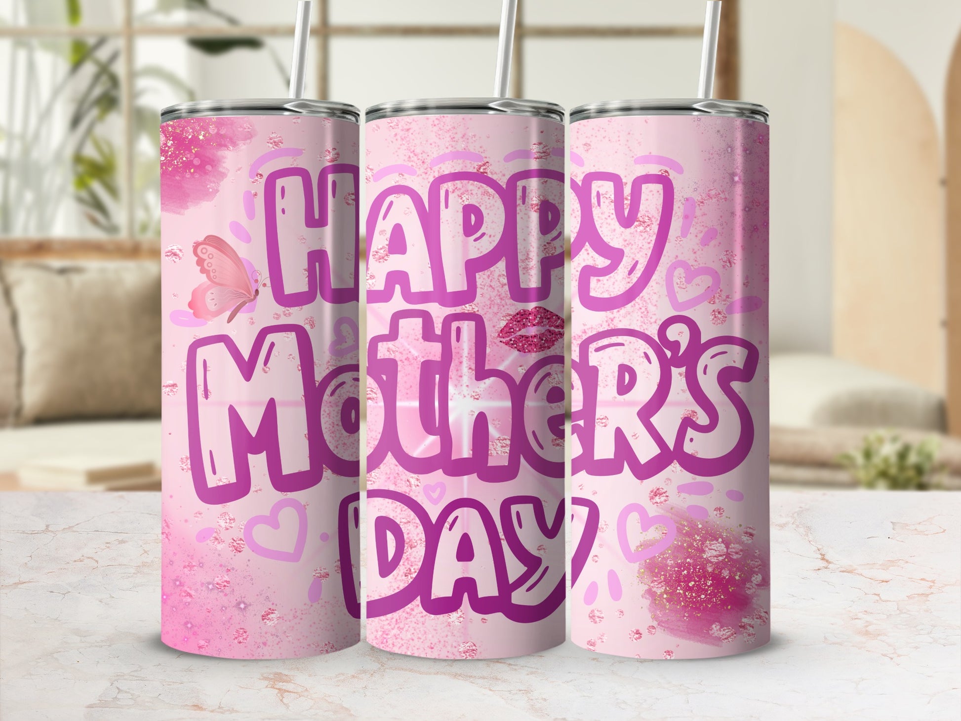 Happy Mother's Day Butterfly and Hearts Tumbler