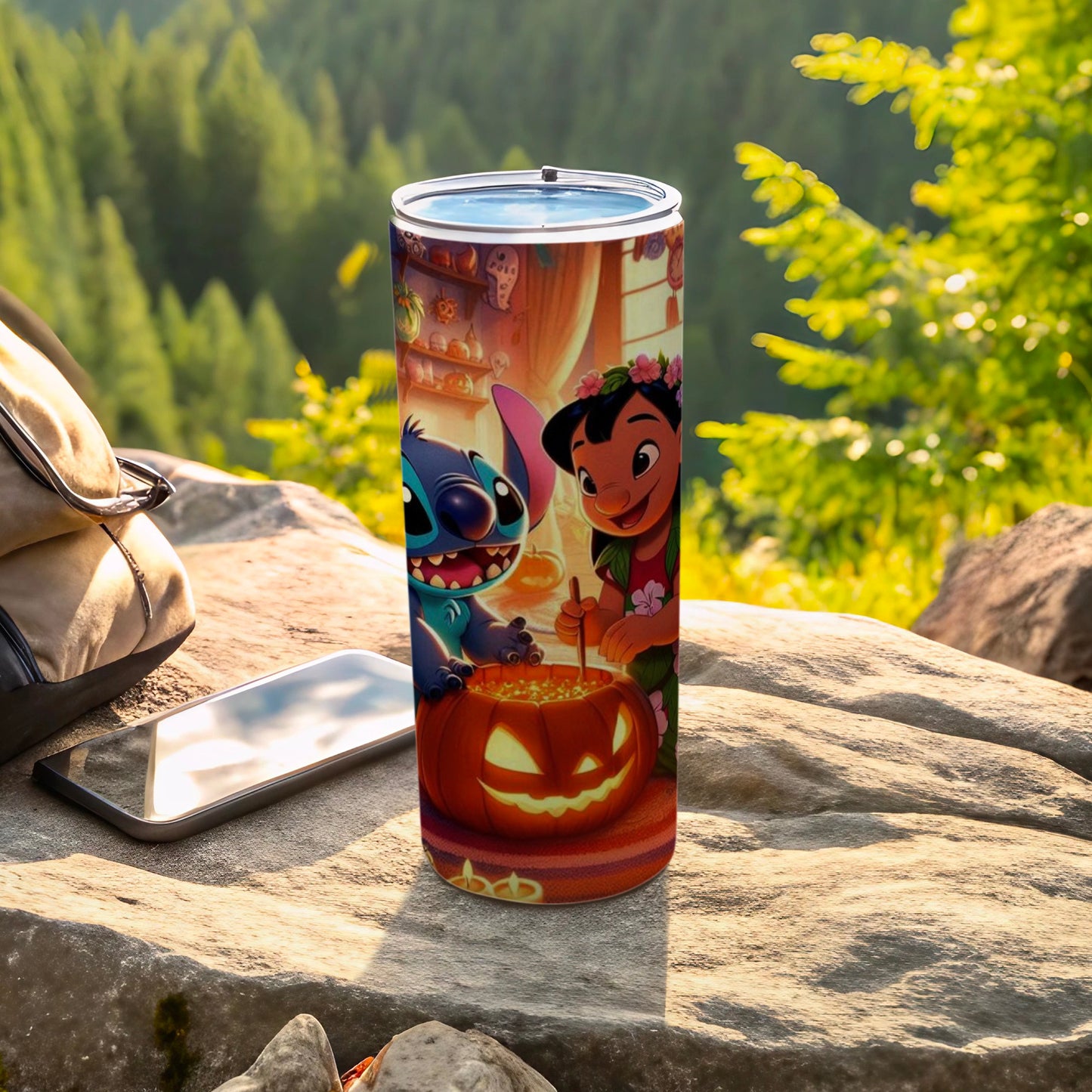 Halloween Themed Tumbler with Cartoon Characters